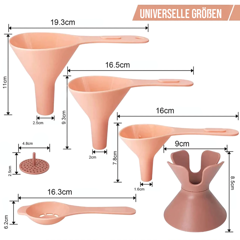 QLEENA HOPPER -  5 in 1 Küchentrichter für entspannteres Arbeiten
